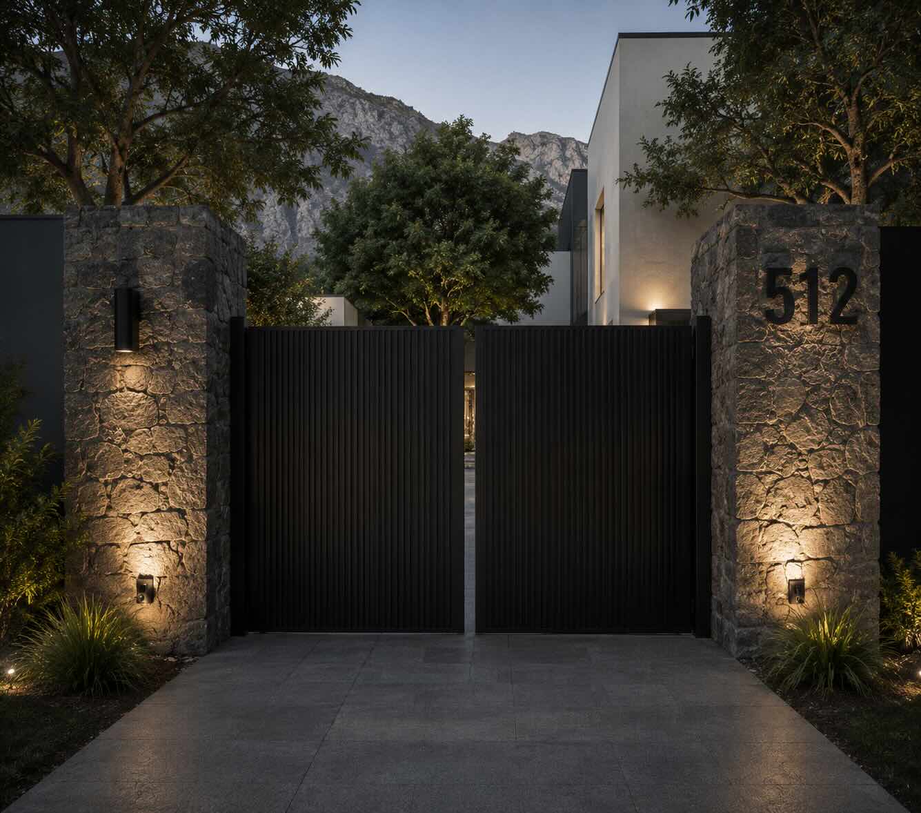 Portón abatible contemporáneo
